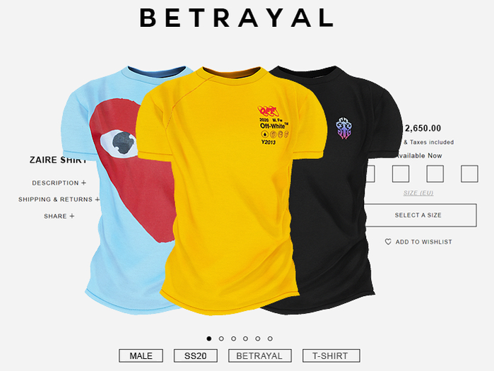 BETRAYAL. Zaire Shirt FATPACK