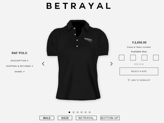 BETRAYAL. Raf Polo CAMPAIGN BLACK