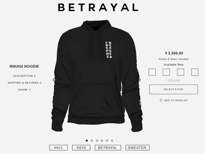 BETRAYAL. Rhuigi Hoodie CHROME