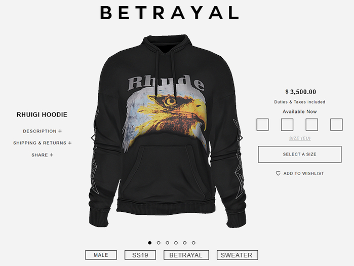 BETRAYAL. Rhuigi Hoodie EAGLE Jake, Gianni, Legacy
