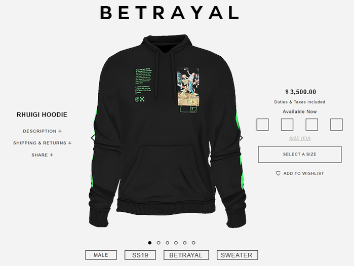 BETRAYAL. Rhuigi Hoodie PASCAL
