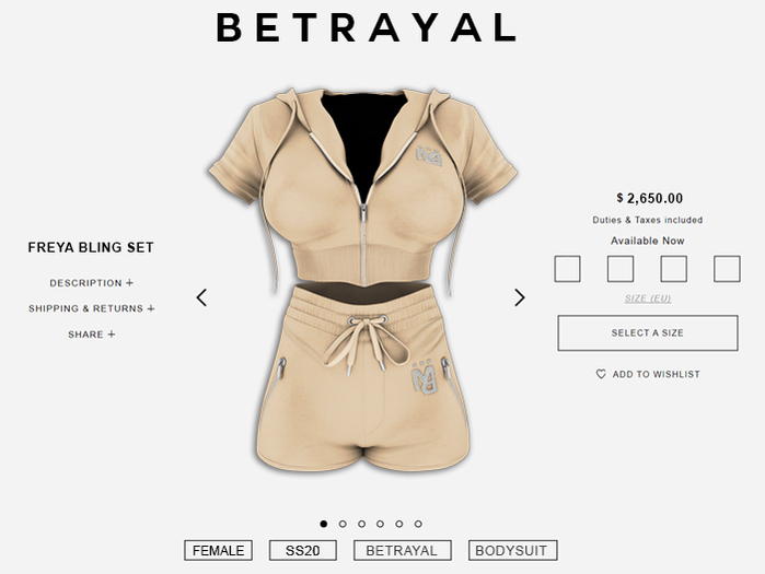 BETRAYAL. Freya Bling Set TAN