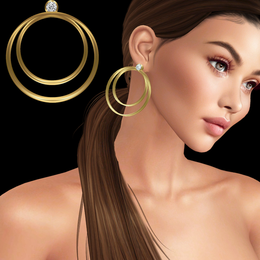 FULL PERM Golden hoop earrings with diamond stud - unrigged