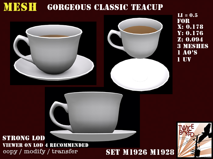 "TB" VB Beautiful classic teacup M1926 M1928J