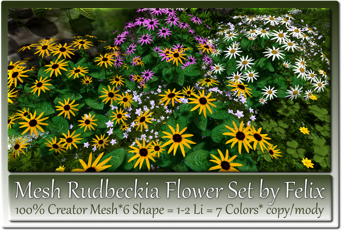 Mesh Rudbeckia Flower Set by Felix 6 Shape=1-2 Li=7 Colors copy