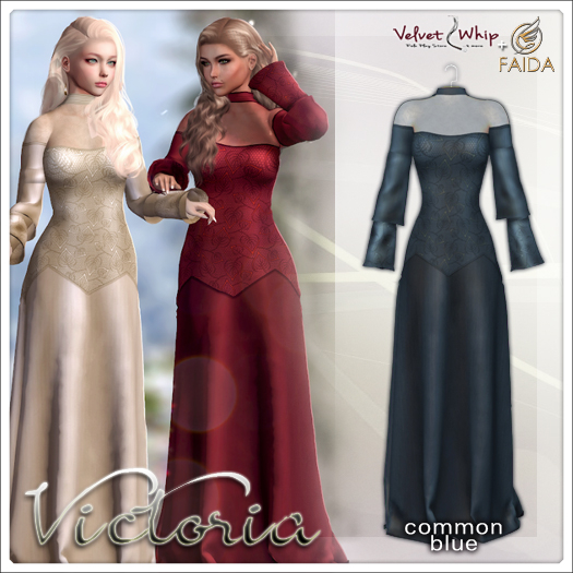 Faida + [V/W] Victoria Common Blue - Elegant Satin & Lace gown for Maitreya, Legacy - Mesh dress