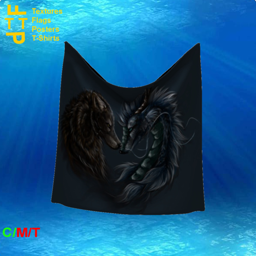 wall flag wolf dragon