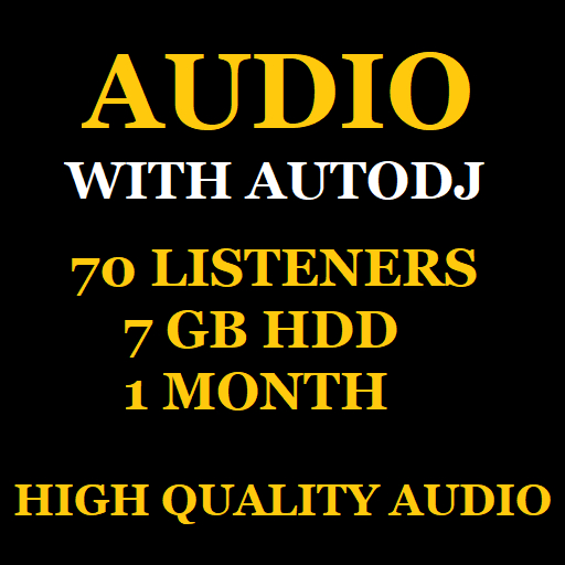 Audio Stream With Autodj 70 Listeners 7 GB Storage 1 Month
