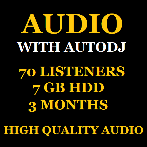 Audio Stream With Autodj 70 Listeners 7 GB Storage 3 Months