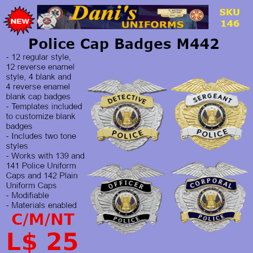 146 Police Hat Badge M442 (BAG)