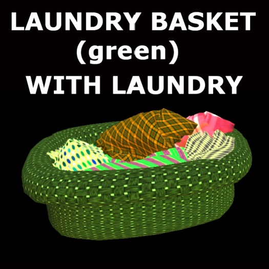Laundry basket (green) with laundry