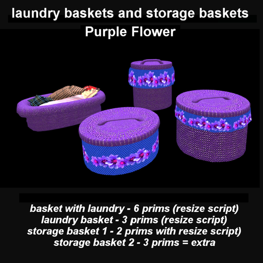 laundry baskets and storage baskets - purple flower