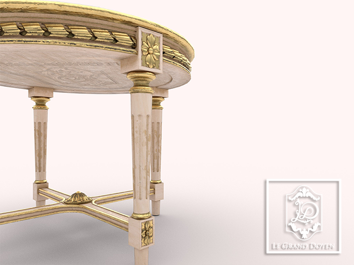 {{LGD}}-Louis XIV Painted Round Table (Ivory)(ADD ME)