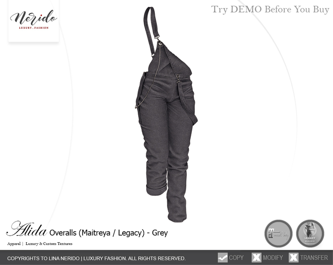 ~Nerido~ Alida Overalls-Grey