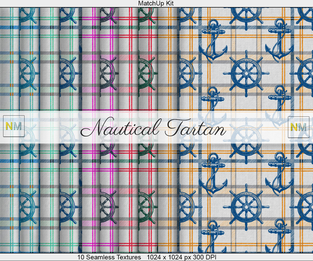 Nautical Tartan Matchup Kit 10 Seamless Textures NM