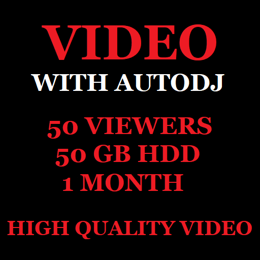 Video Stream Server With Autodj 50 Viewers 50 GB Storage 1 Month