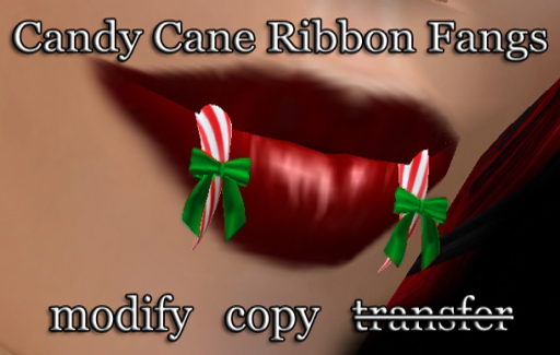 .:harmless INK:. Candy Cane Green Ribbon Xmas Fangs