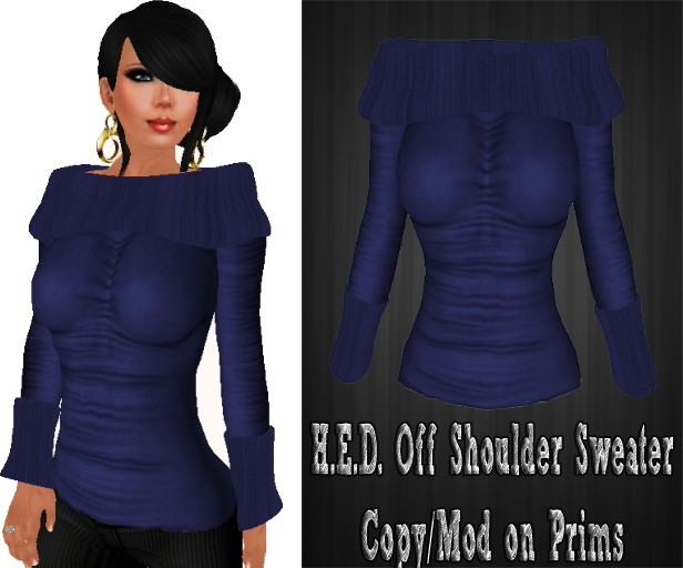 H.E.D. Off Shoulder Sweater Blue