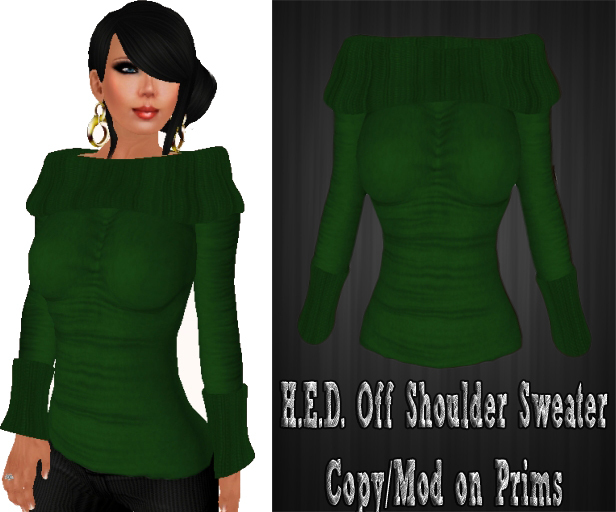 H.E.D. Off Shoulder Sweater Green 