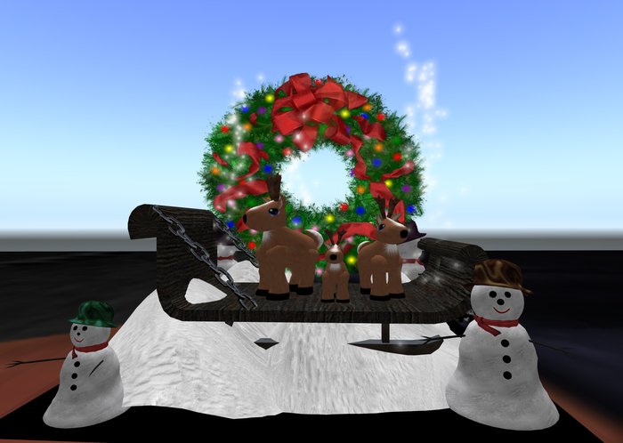 Christmas Sled with Deer&Blinking Wreath&Falling Snow(Boxed)