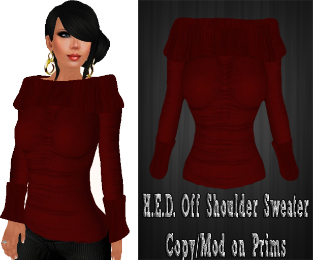 H.E.D. Off Shoulder Sweater Red 
