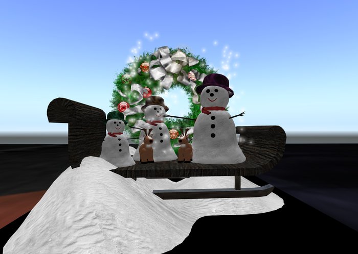 Christmas Sled with Snowmen and Falling Snow (Boxed