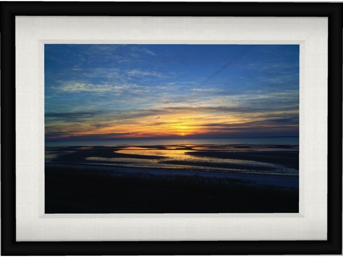 Original Photo, Beach Sunrise, Black Mesh Frame
