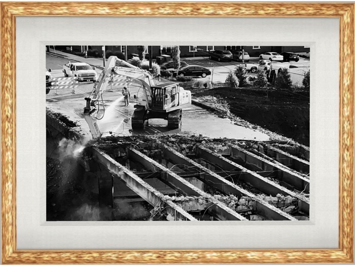 Original Photo, Bridge Construction, Wood Mesh Frame