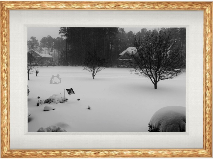 Late Snowfall (wood mesh frame)