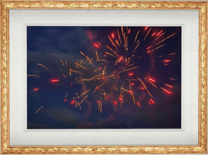 Red Fireworks (wood mesh frame)