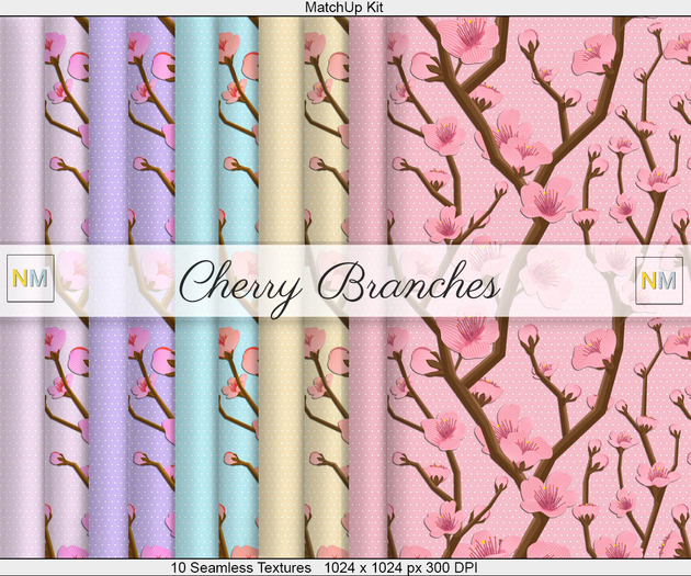 Cherry Branches Matchup Kit 10 Seamless Textures NM