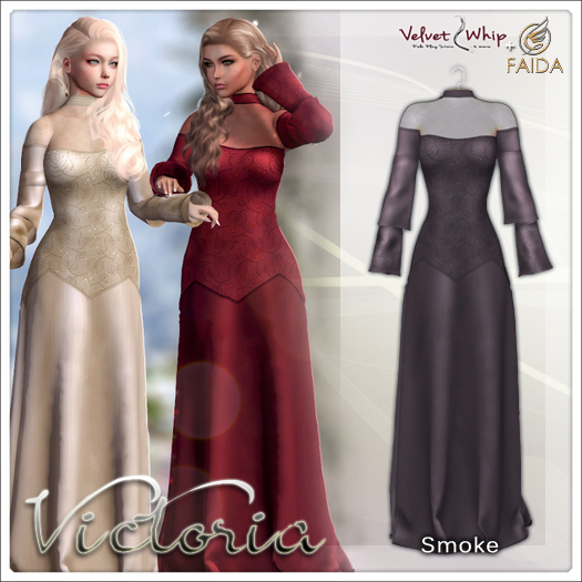 Faida + [V/W] Victoria Smoke - Elegant Satin & Lace Gown for Maitreya, Legacy.
