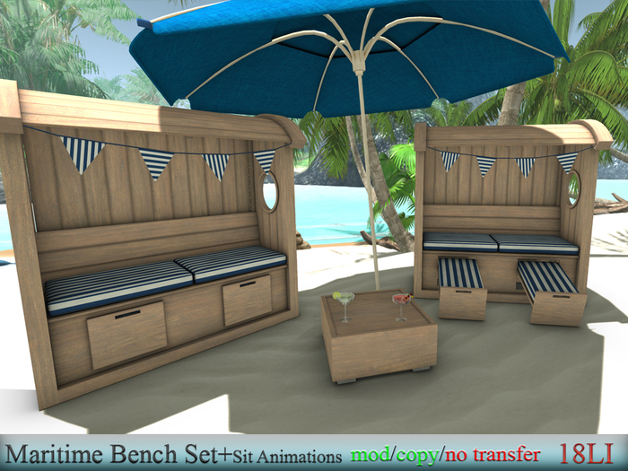 EasyDecor Maritime Bench Set   BOX