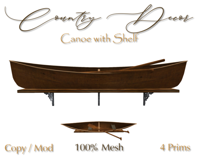 = Country Decor = - Canoe with Shelf