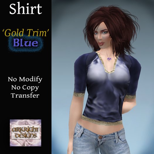 ~AD~ Shirt 'Gold Trim' Blue