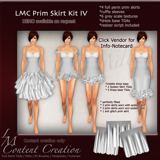 LMC Full Perm Prims  - Flexi Skirt Kit IV - Perky Cocktail Dresses