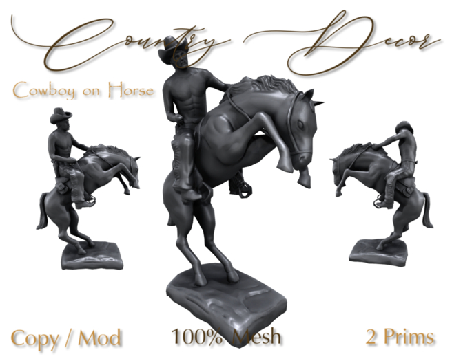 = Country Decor = - Cowboy on Horse Statue