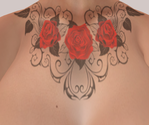 tattoo rose rouge cou