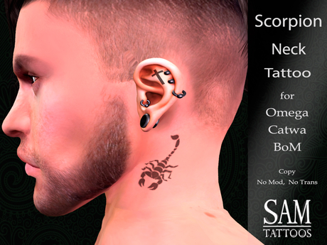 Second Life Marketplace - [SAM TATTOOS] Scorpion Neck Tattoo