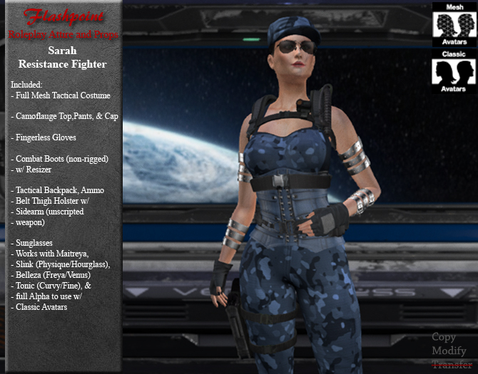 Sarah Resistance Fighter - Blue