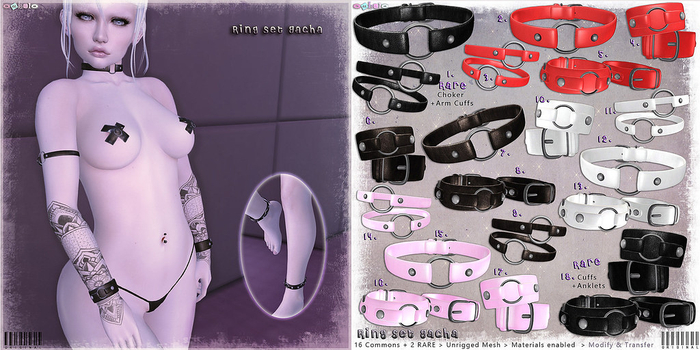 [ bubble ] 18-  Ring Cuffs & Anklets  Black -  RARE