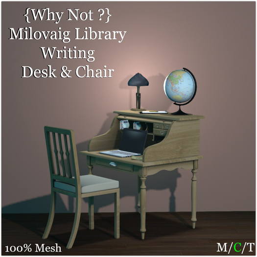 {Why Not ?} Milovaig Library Writing Desk & Chair-Boxed