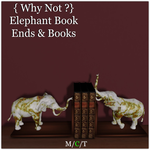{ Why Not ?} Elephant Book Ends & Books-Boxed