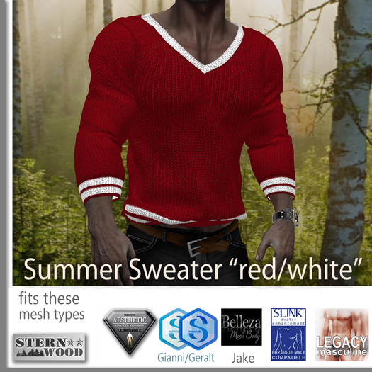Summer Sweater - red / white