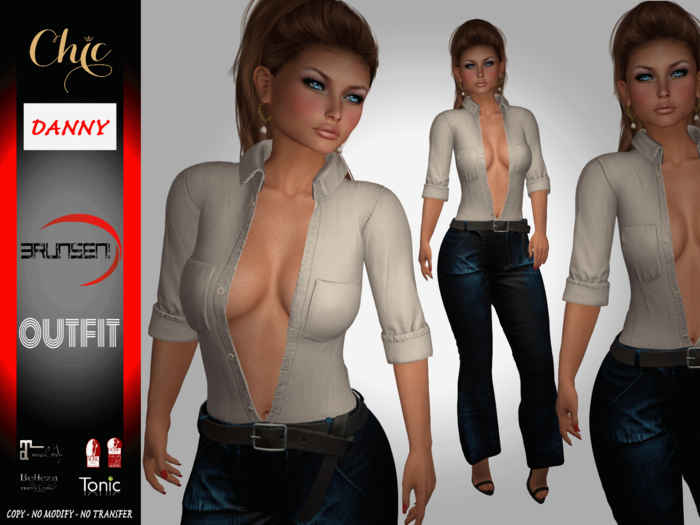 Brunsen Couture - Danny Chic Outfit Blue Jeans White