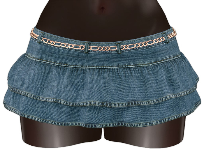 Kaithleen's Denim Ruffle Mini Skirt - Wornblue