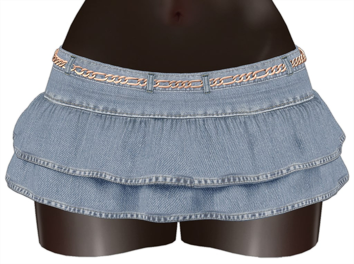 Kaithleen's Denim Ruffle Mini Skirt - Seablue