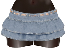 Kaithleen's Denim Ruffle Mini Skirt - Seablue