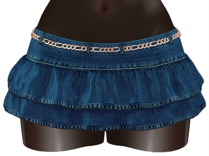 Kaithleen's Denim Ruffle Mini Skirt - Royalblue