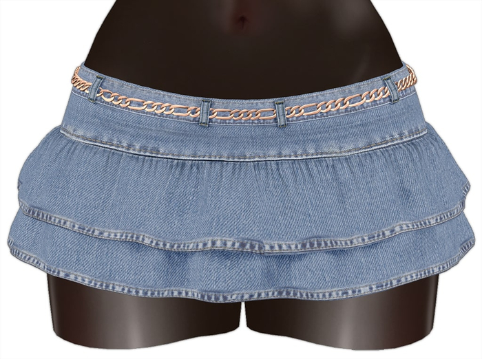 Kaithleen's Denim Ruffle Mini Skirt - Lightblue